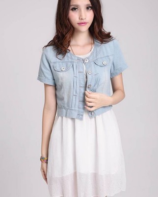 short sleeve denim jacket plus